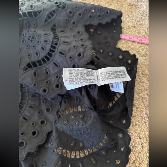 Zara Black Embroidered Eyelet Scallop Hem Blouse size Small - Picture 12 of 12